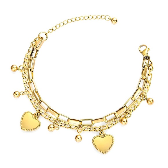 Gold Heart Charm Bracelet - Picture 1 of 3